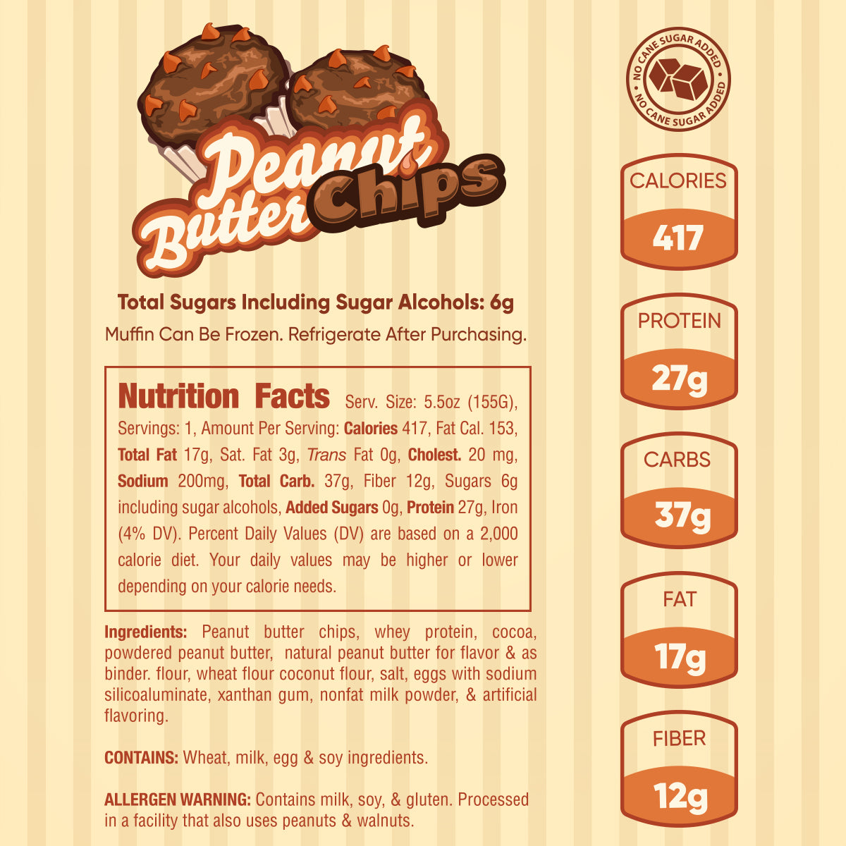 peanut butter chips muffin nutrition facts